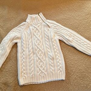 Lauren Ralph Lauren Cream Cable-Knit Half-Zip Turtleneck Sweater